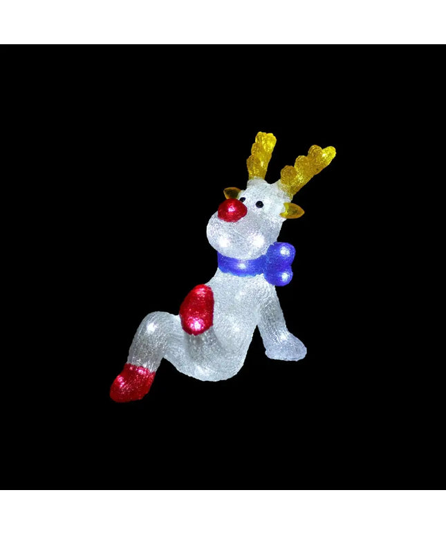 Acrylic Sitting Red Nose Reindeer - H27cm-Christmas Figure-Lexi Lighting