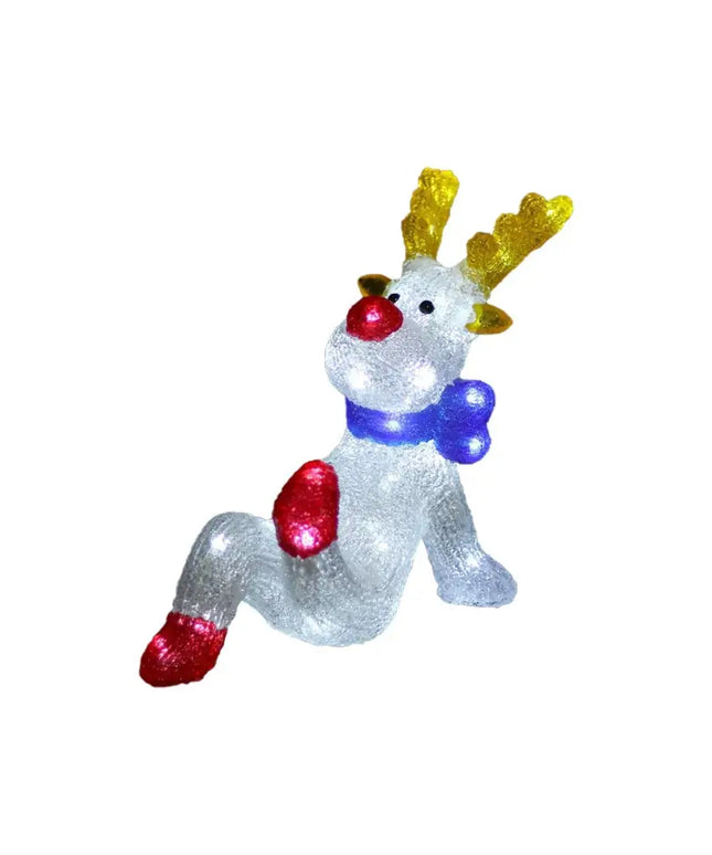 Acrylic Sitting Red Nose Reindeer - H27cm-Christmas Figure-Lexi Lighting