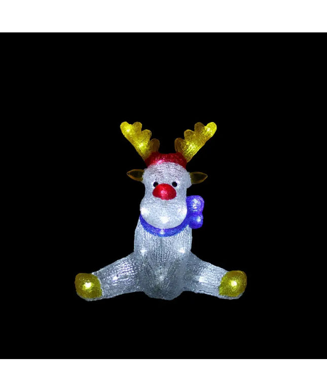 Acrylic Sitting Red Nose Reindeer - H30cm-Christmas Figure-Lexi Lighting