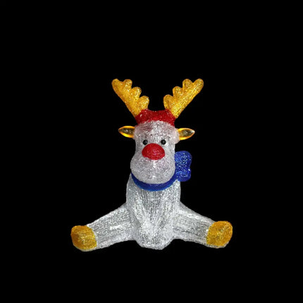 Acrylic Sitting Red Nose Reindeer - H30cm-Christmas Figure-Lexi Lighting