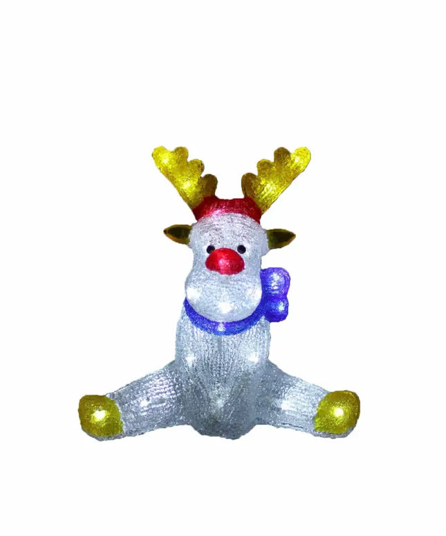 Acrylic Sitting Red Nose Reindeer - H30cm-Christmas Figure-Lexi Lighting