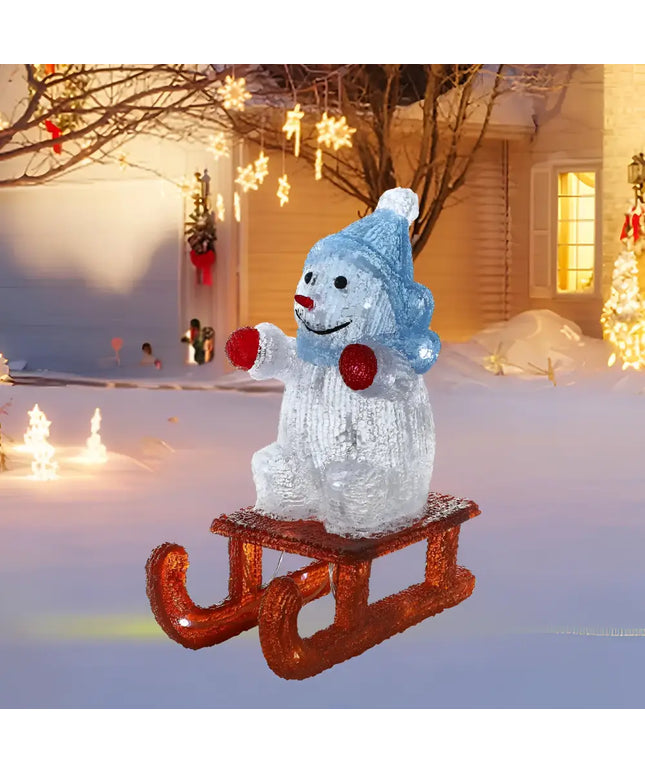Acrylic Snowman On Sleigh
