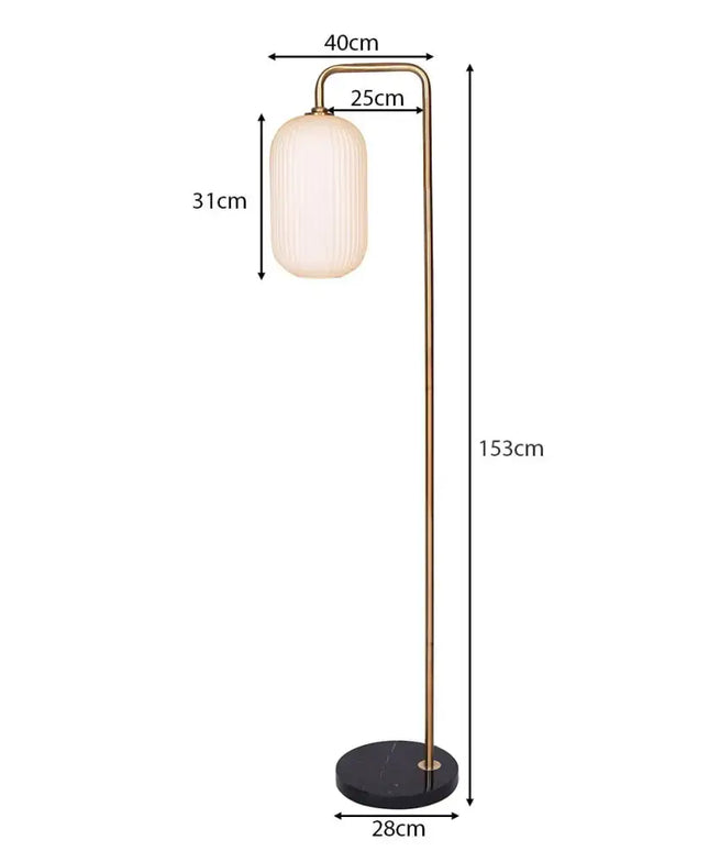 Sarantino Metal Floor Lamp With Opal Glass Shade-Home & Garden > Lighting-Koala Lamps and Lighting
