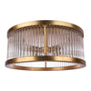 Francine Flush Mount with antique gold frame and glass rods by Cafe Lighting.