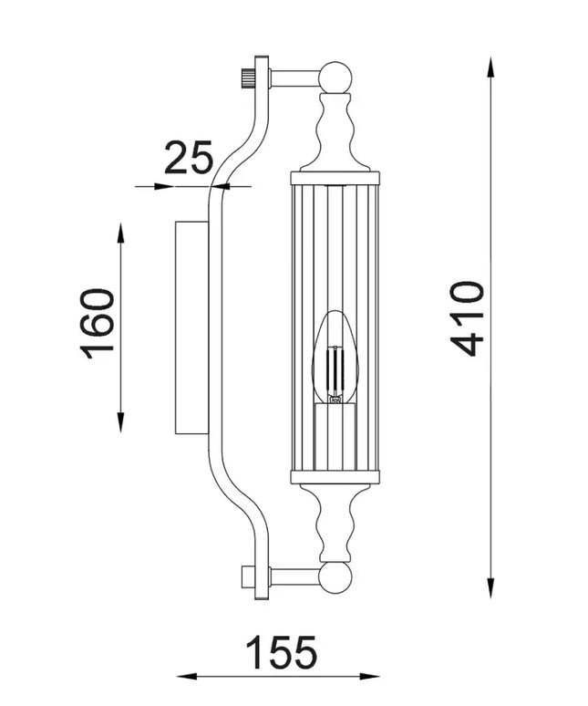 ÄLDRIG Antique Brass Interior Glass Wall Light