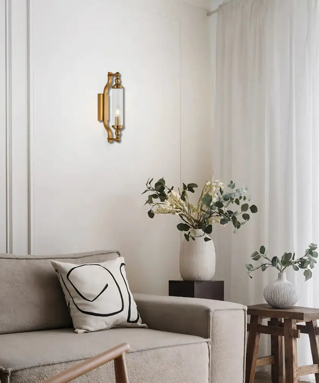 ÄLDRIG Antique Brass Interior Glass Wall Light