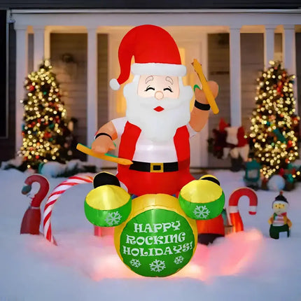 Inflatable Santa drummer from Airpower Christmas Rocker 180cm Santa product display
