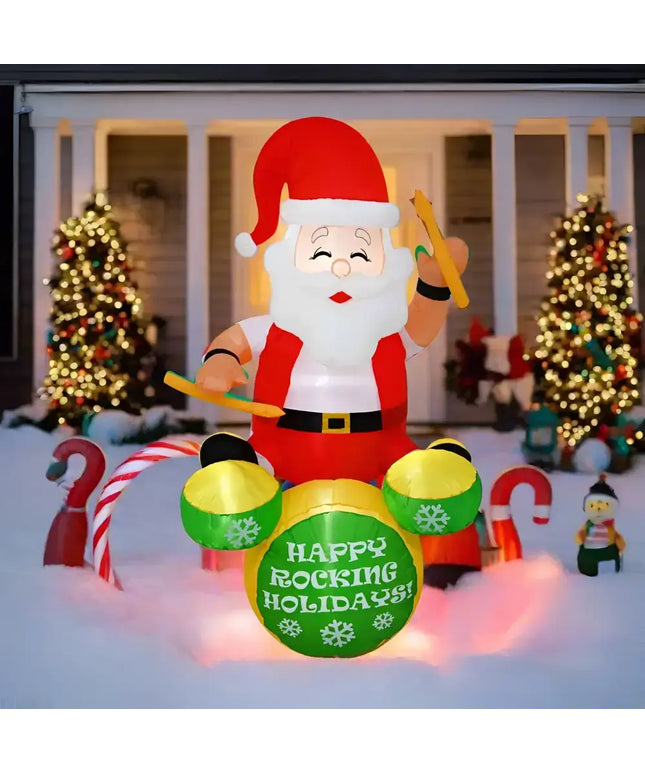 Inflatable Santa drummer from Airpower Christmas Rocker 180cm Santa product display