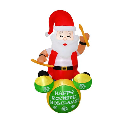 Inflatable Santa playing drums from the Airpower Christmas Rocker 180cm collection