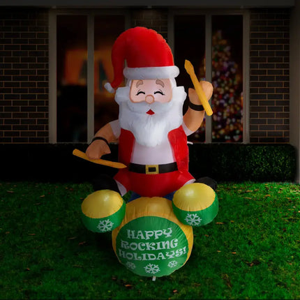 Inflatable Santa drummer from Airpower Christmas Rocker 180cm Santa for holiday decor
