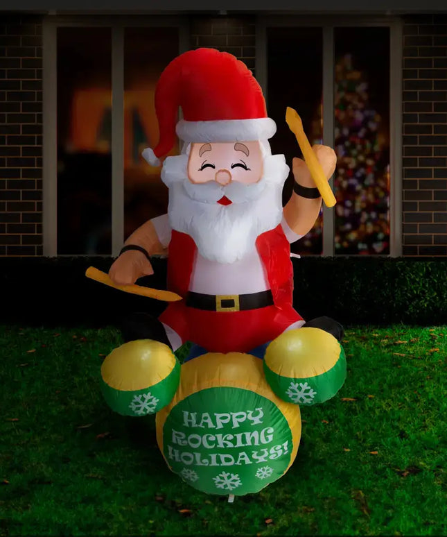 Inflatable Santa drummer from Airpower Christmas Rocker 180cm Santa for holiday decor