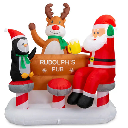 Inflatable Christmas pub scene in Airpower Rudolphs Pub 150cm for festive decoration