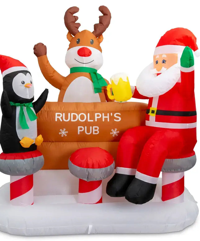Inflatable Christmas pub scene in Airpower Rudolphs Pub 150cm for festive decoration