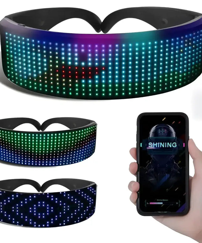 DIY Shining Electronic Futuristic Eyewear Glow The Dark Bluetooth LED Luminous Glasses