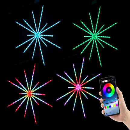 Colorful starburst LED lights controlled by smartphone for the App Controlled LED Lightshow Meteor Light 58cm