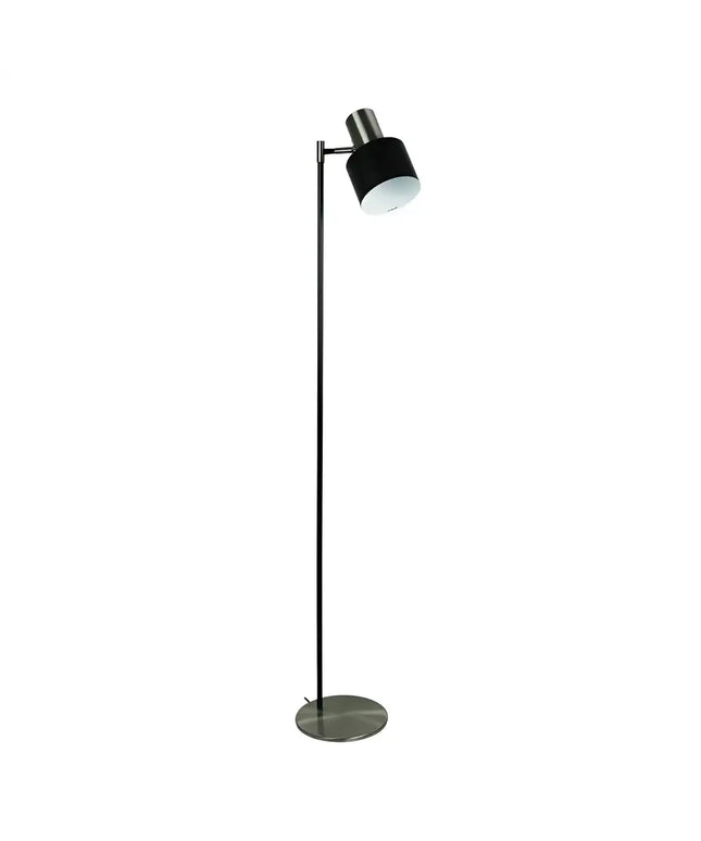 Ari 1 Light Floor Lamp Black With Brushed Chrome Head - SL98787BC-Floor Lamps-Oriel Lighting
