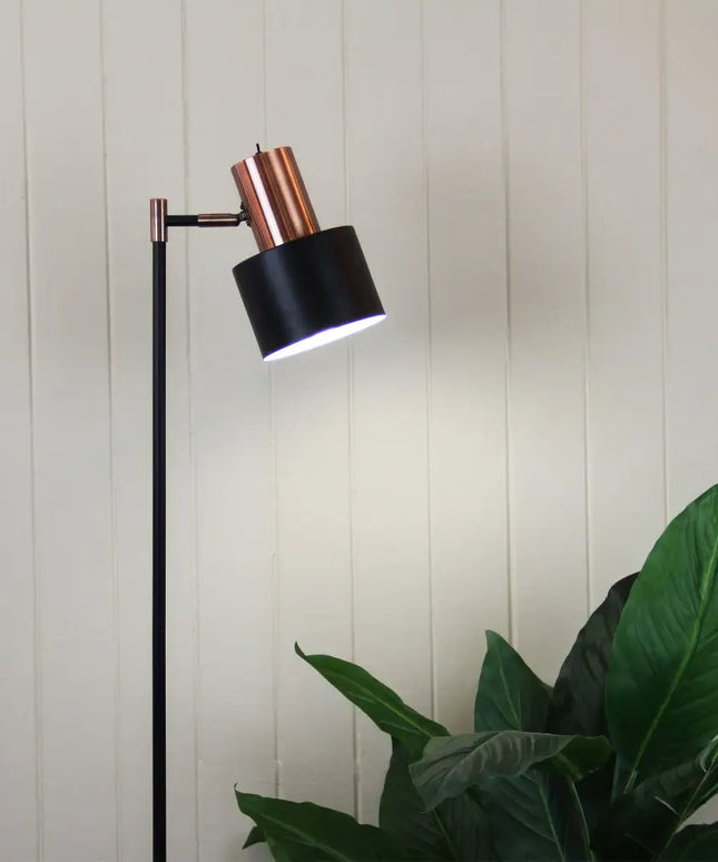 Ari 1 Light Floor Lamp Black With Copper Head - SL98787CO-Floor Lamps-Oriel Lighting