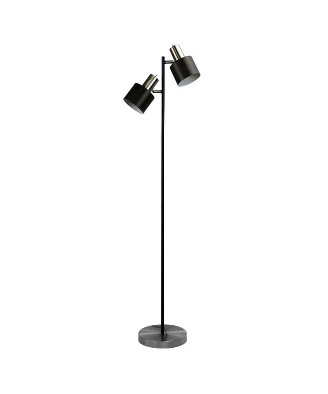 Ari 2 Light Floor Lamp Black With Brushed Chrome Head - SL98787/2BC-Floor Lamps-Oriel Lighting