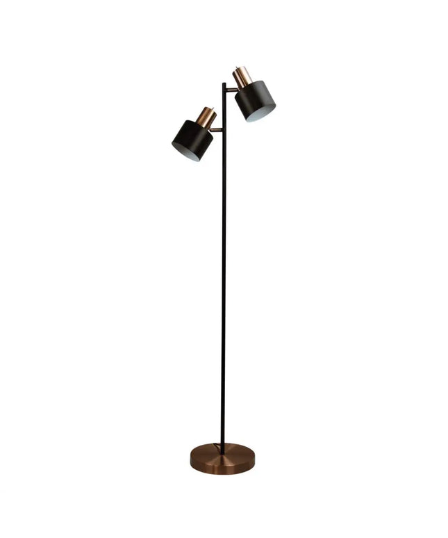Ari 2 Light Floor Lamp Black With Copper Head - SL98787/2CO-Floor Lamps-Oriel Lighting