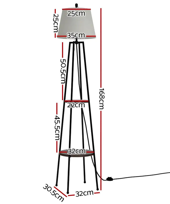 Artiss Floor Lamp with Two-Tier Shelf Storage and LED Light for Living Room