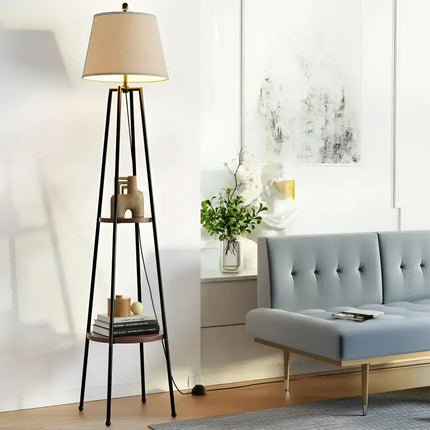 Artiss Floor Lamp with 2 Tier Shelf Storage and LED Light for Living Room