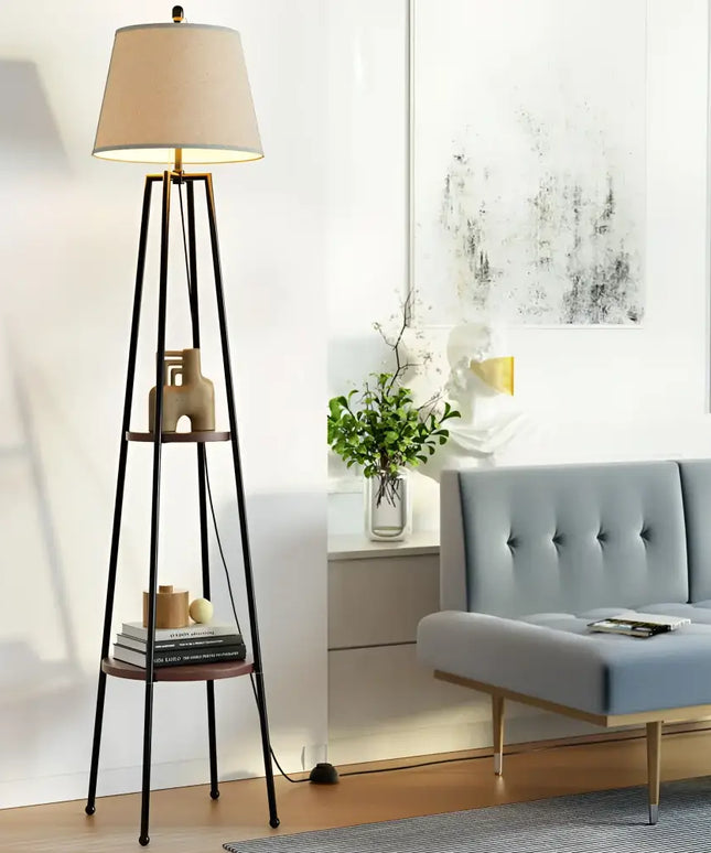 Artiss Floor Lamp with 2 Tier Shelf Storage and LED Light for Living Room