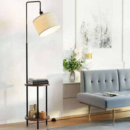 Artiss Floor Lamp 2 Tier Shelf Storage LED Light Stand Home Room Adjustable Head - Home & Garden > Lighting > Floor