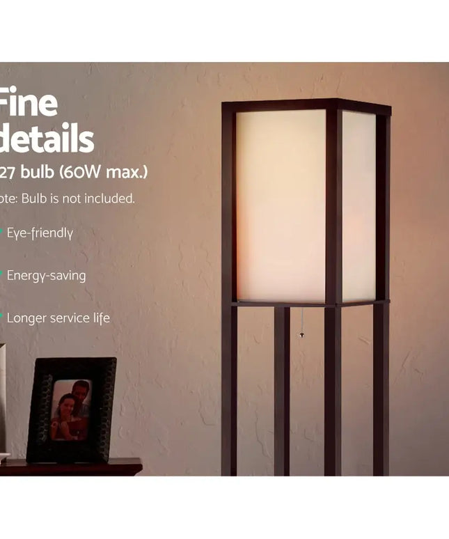 Artiss Floor Lamp 3 Tier Shelf Storage LED Light Stand Home Room Vintage Brown - Home & Garden > Lighting > Floor Lamps