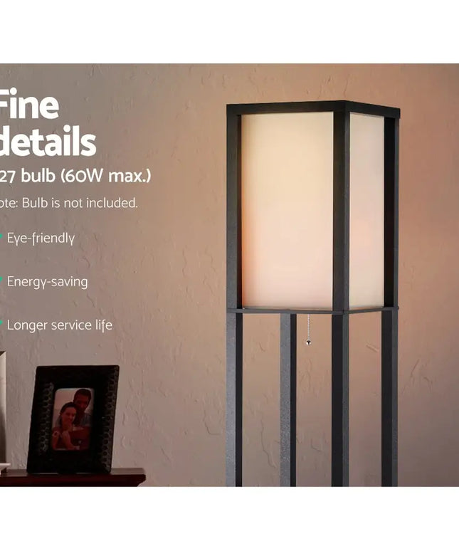 Artiss Floor Lamp 3 Tier Shelf Shelf Storage LED Light Stand Home Room Vintage Black - Home & Garden > Lighting > Floor