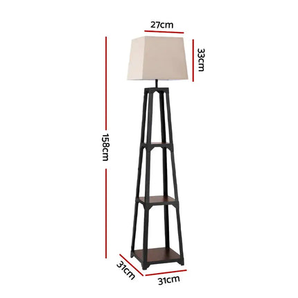 Artiss Floor Lamp 3 Tier Shelf Storage LED Light Stand Home Room Vintage White - Home & Garden > Lighting > Floor Lamps