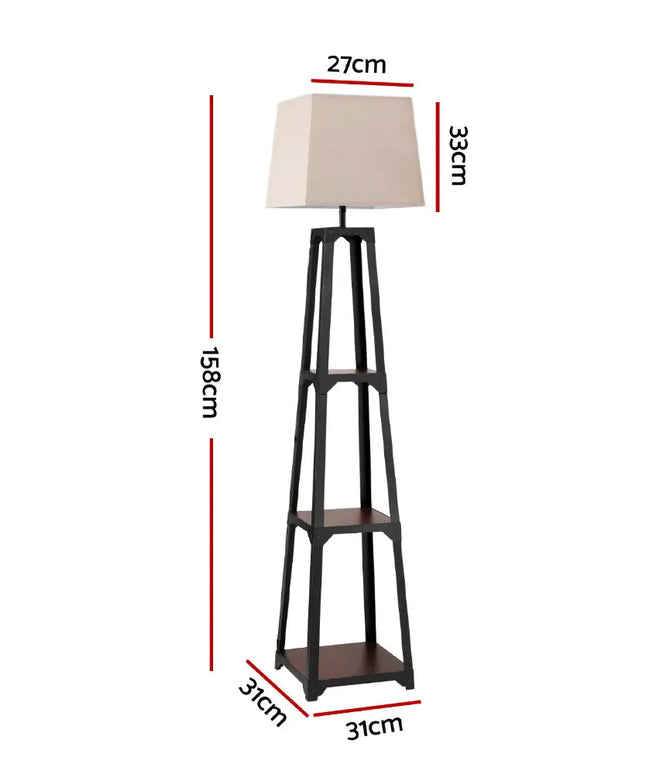 Artiss Floor Lamp 3 Tier Shelf Storage LED Light Stand Home Room Vintage White - Home & Garden > Lighting > Floor Lamps