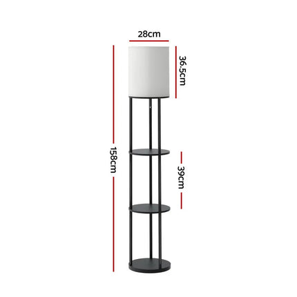 Artiss Floor Lamp 3 Tier Shelf Storage LED Light Stand Home Room Vintage Round - Home & Garden > Lighting > Floor Lamps