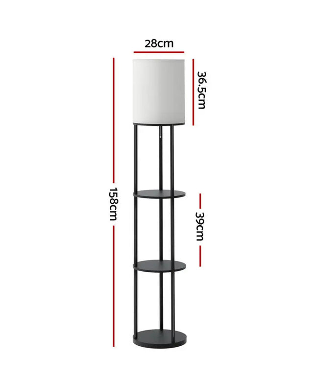 Artiss Floor Lamp 3 Tier Shelf Storage LED Light Stand Home Room Vintage Round - Home & Garden > Lighting > Floor Lamps