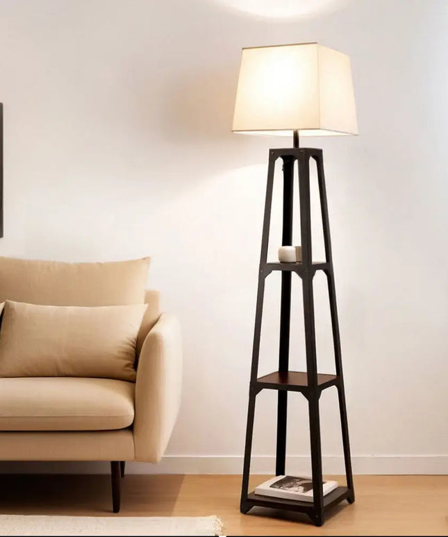 Artiss Floor Lamp 3 Tier Shelf Storage LED Light Stand Home Room Vintage White - Home & Garden > Lighting > Floor Lamps