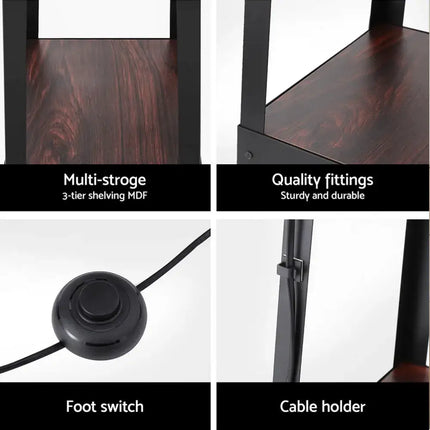 Artiss Floor Lamp 3 Tier Shelf Storage LED Light Stand Home Room Vintage White - Home & Garden > Lighting > Floor Lamps