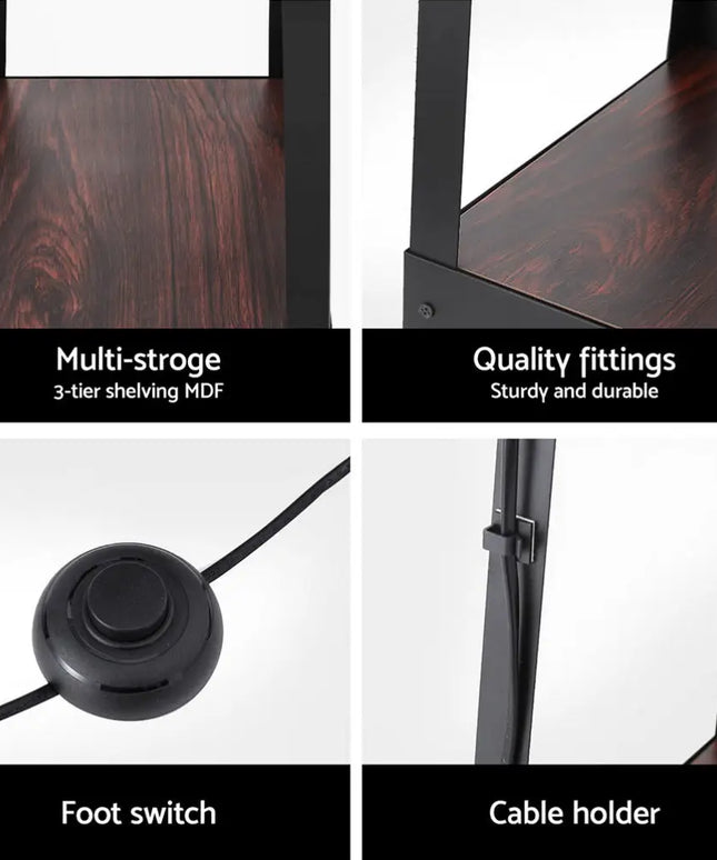 Artiss Floor Lamp 3 Tier Shelf Storage LED Light Stand Home Room Vintage White - Home & Garden > Lighting > Floor Lamps