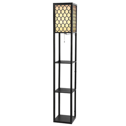Artiss Floor Lamp 3 Tier Shelf Storage LED Light Stand Home Room Pattern Black - Home & Garden > Lighting > Floor Lamps