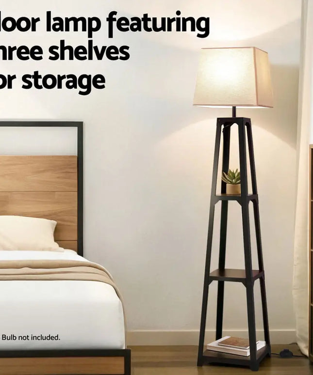 Artiss Floor Lamp 3 Tier Shelf Storage LED Light Stand Home Room Vintage White - Home & Garden > Lighting > Floor Lamps