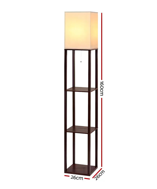 Artiss Floor Lamp 3 Tier Shelf Storage LED Light Stand Home Room Vintage White - Home & Garden > Lighting > Floor Lamps
