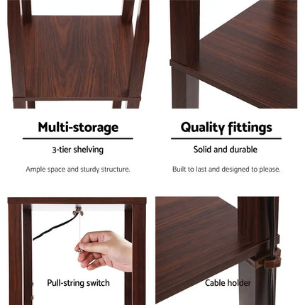 Artiss Floor Lamp 3 Tier Shelf Storage LED Light Stand Home Room Pattern Brown - Home & Garden > Lighting > Floor Lamps