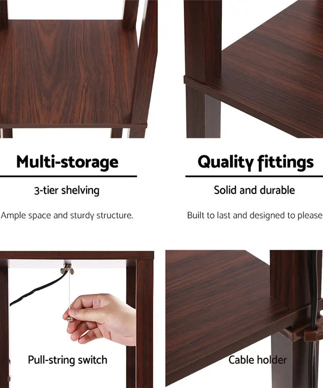 Artiss Floor Lamp 3 Tier Shelf Storage LED Light Stand Home Room Pattern Brown - Home & Garden > Lighting > Floor Lamps