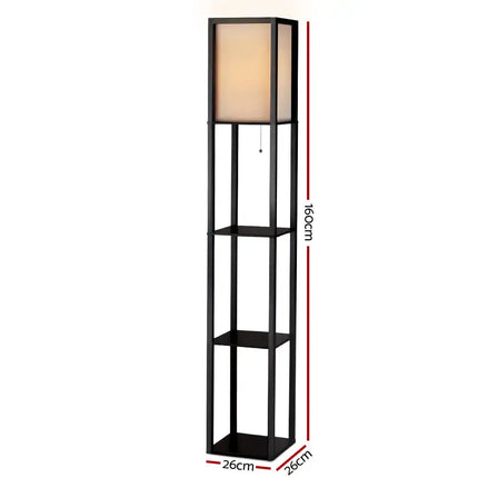 Artiss Floor Lamp 3 Tier Shelf Shelf Storage LED Light Stand Home Room Vintage Black - Home & Garden > Lighting > Floor