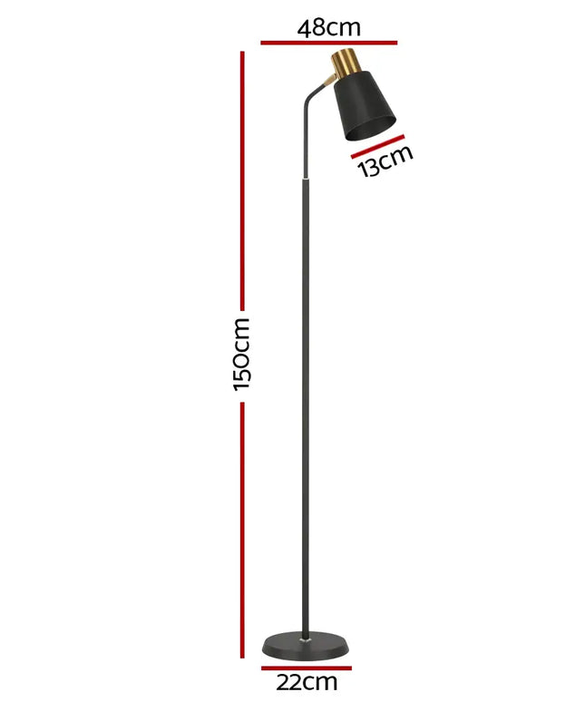 Black and gold Artiss Floor Lamp LED Light Stand with dimensions for modern home or office