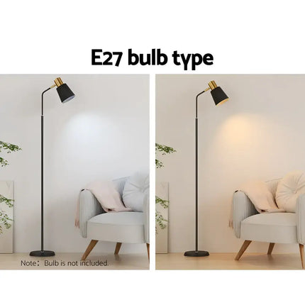 Black and gold modern LED floor lamp ideal for living room and office lighting