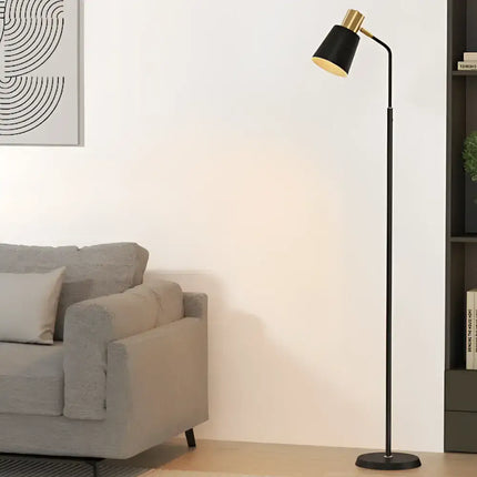 Black and gold modern floor lamp with LED light stand for living room or office use