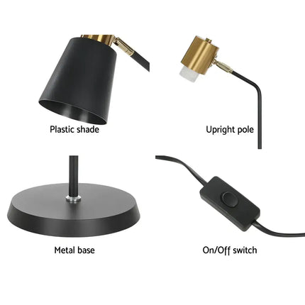 Black and gold adjustable LED floor lamp for modern home living room and office lighting