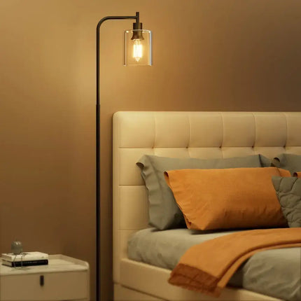 Artiss Floor Lamp Light Stand Modern Home Living Room Office Reading Glass Shade Black - Home & Garden > Lighting >