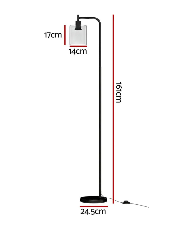 Artiss Floor Lamp Light Stand Modern Home Living Room Office Reading Glass Shade Black - Home & Garden > Lighting >