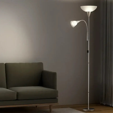 Silver Artiss Floor Lamp with two lights for modern living room and office illumination