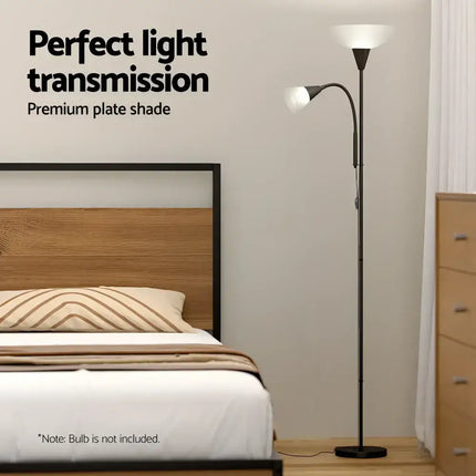 Black floor lamp with two white shades from Artiss Modern Home Living Room Office Reading series